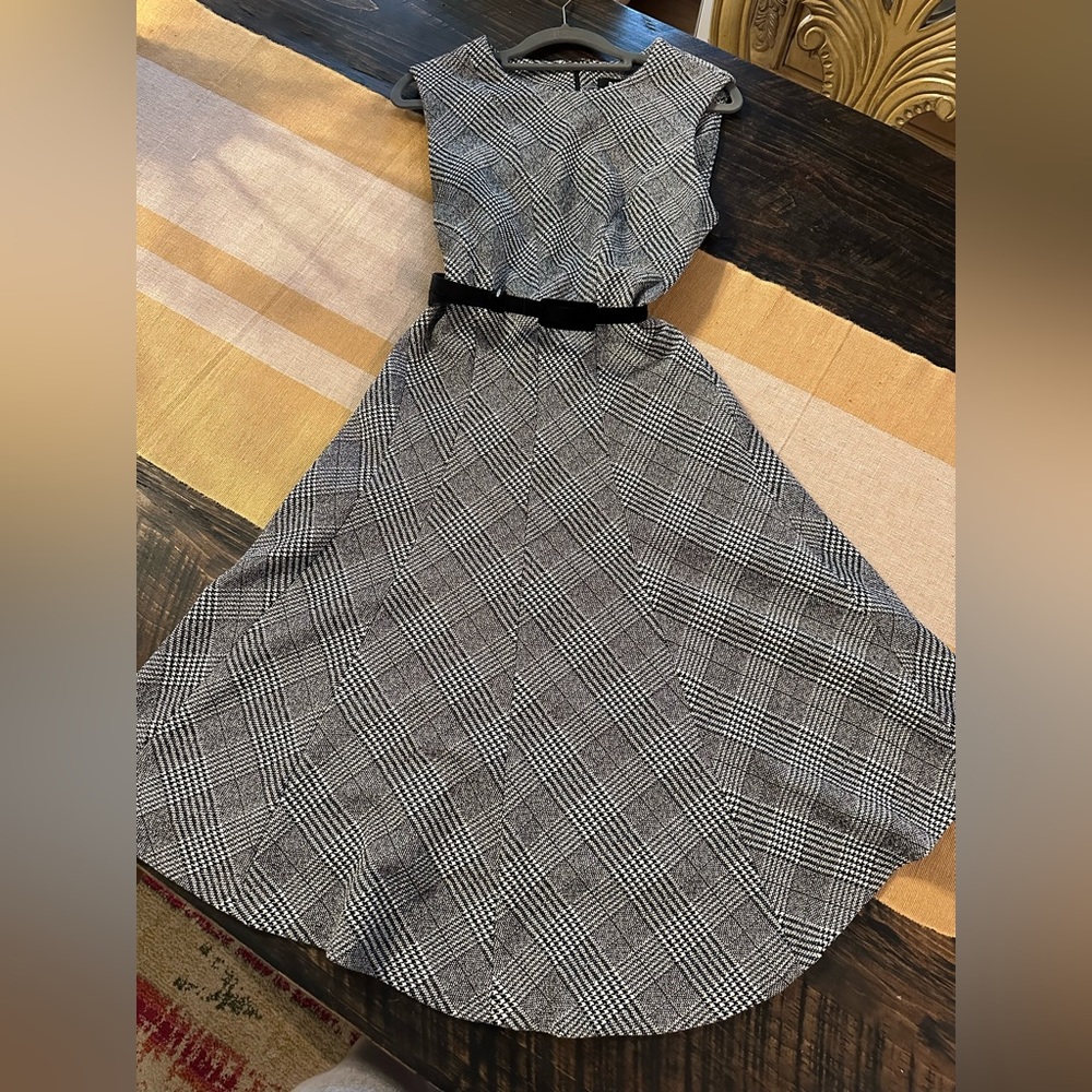 DKNY houndstooth dress with skinny belt